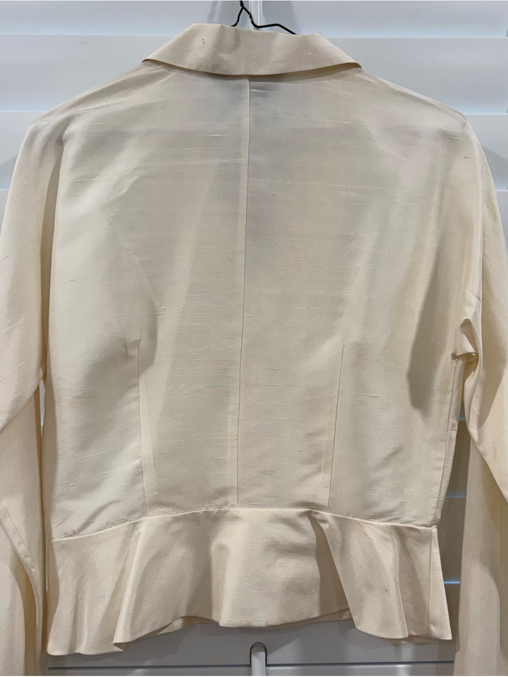 J. Peterman Silk Cream Button-Front Tailored Blouse - Picture 5 of 8